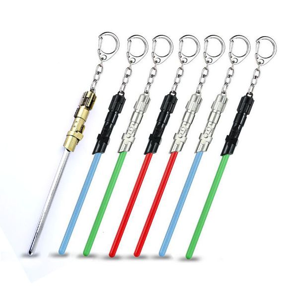 1 pcs cosplay toys war star metal keychain lightsaber light saber key ring figure toys, Silver